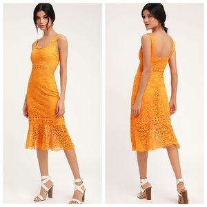 COPY - Vibrant Life Orange Lace Trumpet Hem Midi …